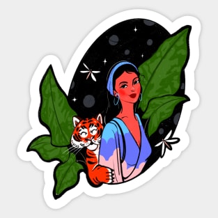 Girl with Tiger Sticker